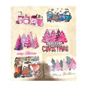 6 Piece Mixed Lot of Christmas Heat Transfer Images
